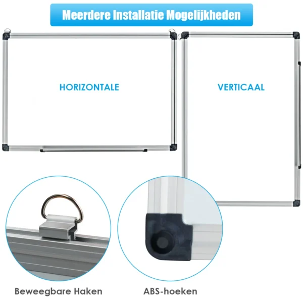 Whiteboard magneetbord schrijfbord wandbord memobord met aluminium frame (70x50 cm) 6