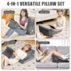 Wigkussenset verwijderbaar en wasbaar ergonomisch ontwerp nek/rug/been ondersteuning multi kinetisch combinatie kussen grijs 6