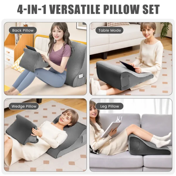 Wigkussenset verwijderbaar en wasbaar ergonomisch ontwerp nek/rug/been ondersteuning multi kinetisch combinatie kussen grijs 6