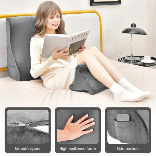 Wigkussenset verwijderbaar en wasbaar ergonomisch ontwerp nek/rug/been ondersteuning multi kinetisch combinatie kussen grijs 7