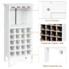 Wijnkast voor 20 flessen wijn fles organisator opslag plank weergeven houten wijnrek met glas hanger en fles houder wit 6