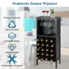 Wijnkast voor 20 flessen wijn fles organisator opslag plank weergeven houten wijnrek met glas hanger en fles houder zwart 3