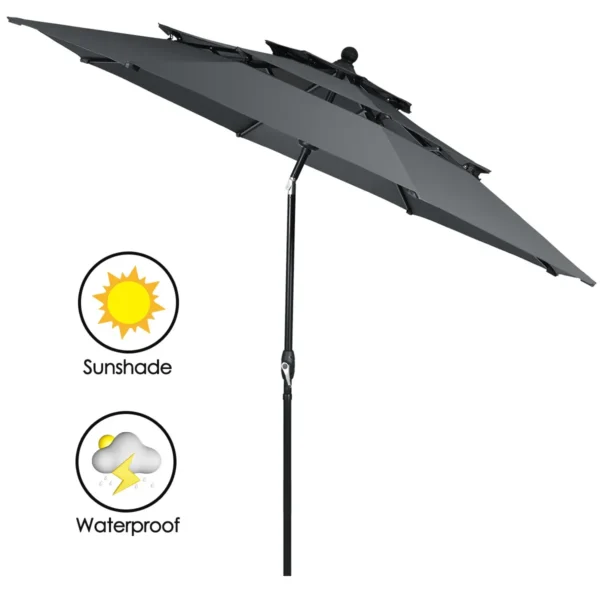 Windbestendig stabiel parasol 300 cm tuinparasol met zwengel knikbaar aluminium terrasparasol geventileerd uv bescherming zonwering 4