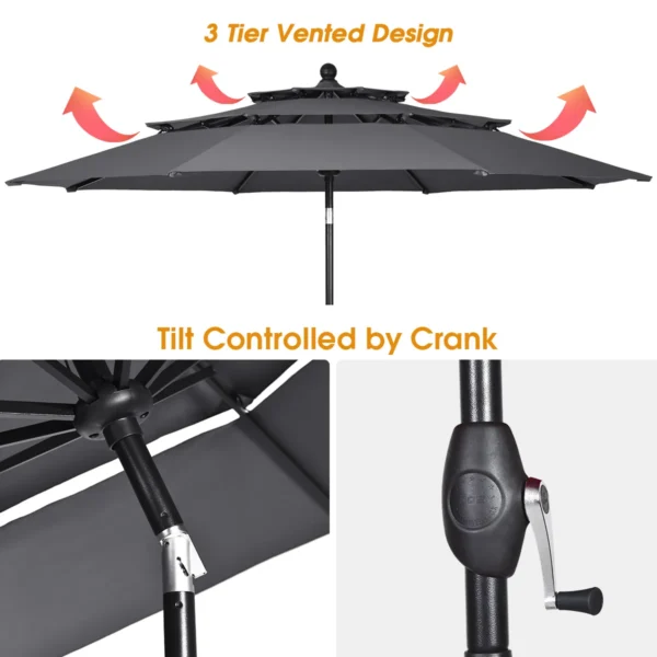 Windbestendig stabiel parasol 300 cm tuinparasol met zwengel knikbaar aluminium terrasparasol geventileerd uv bescherming zonwering 7