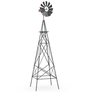 Winmolen hoogte 253 cm weerbestendige windmolen van metaal tuindecoratie voor tuin erf en boerderij (grijs) 1