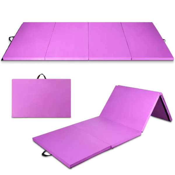 Zachte opvouwbare vloermat 240 x 116 x 5 cm fitnessmat gymnastiekmat met handgrepen en klittenband sportmat voor kinderen 1