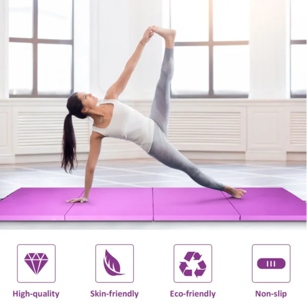 Zachte opvouwbare vloermat 240 x 116 x 5 cm fitnessmat gymnastiekmat met handgrepen en klittenband sportmat voor kinderen 3