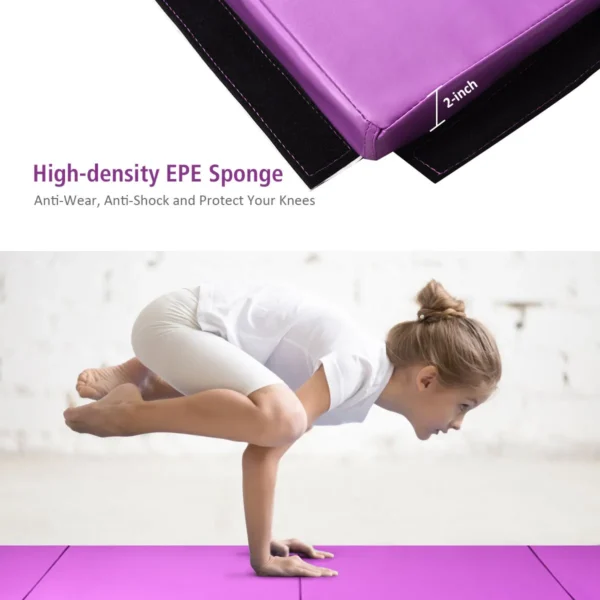 Zachte opvouwbare vloermat 240 x 116 x 5 cm fitnessmat gymnastiekmat met handgrepen en klittenband sportmat voor kinderen 6