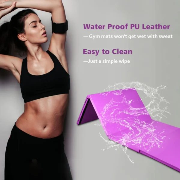 Zachte opvouwbare vloermat 240 x 116 x 5 cm fitnessmat gymnastiekmat met handgrepen en klittenband sportmat voor kinderen 7