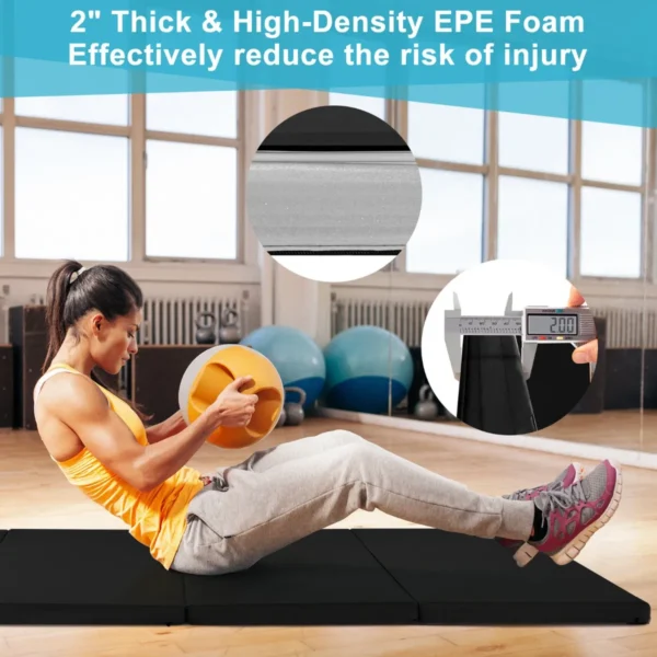 Zachte vloermat gymnastiekmat inklapbaar yogamat met klittenbandsluiting en 2 handgrepen 240 x 120 x 5 cm 7