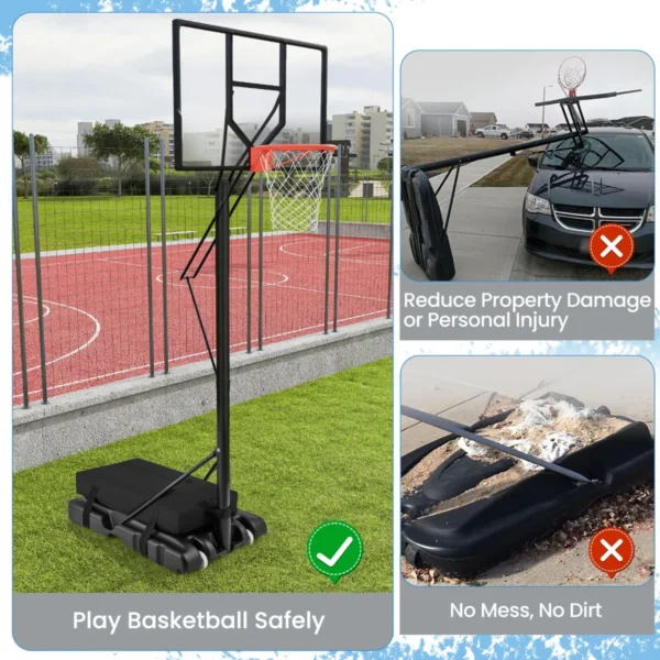 Zandzak voor basketbalkorfstandaard tot 136 kg zand verzwaarde grondanker voor mobiele basketbalmanden waterafstotend zwart 7