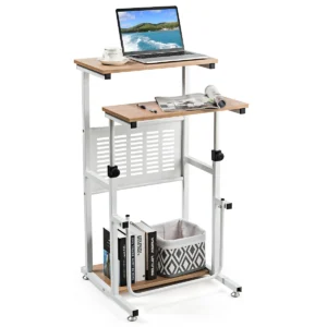 Zit sta computertafel in hoogte verstelbaar computerbureau werktafel met printerstandaard voetensteun 55 x 53 x (68 98) cm 1