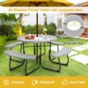 Zitgarnituur voor 8 personen picknicktafel met parasolgat en 4 banken ronde tuintafel tuinmeubelen zitgroep voor tuin terras grijs 5