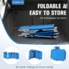 Zonneligstoel met dak en zijvak inklapbare ligstoel met 5 verstelbare rugleuning strandstoel tuinligstoel 193 x 56 x 32 cm (blauw) 6