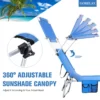 Zonneligstoel met dak en zijvak inklapbare ligstoel met 5 verstelbare rugleuning strandstoel tuinligstoel 193 x 56 x 32 cm (blauw) 7