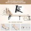 Zonneligstoel met gezichtsopening inklapbare ligstoel strandstoel ligstoel voor tuin en zwembad (beige) 6