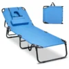 Zonneligstoel met gezichtsopening inklapbare ligstoel strandstoel ligstoel voor tuin en zwembad blauw 1