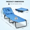Zonneligstoel met gezichtsopening inklapbare ligstoel strandstoel ligstoel voor tuin en zwembad blauw 3