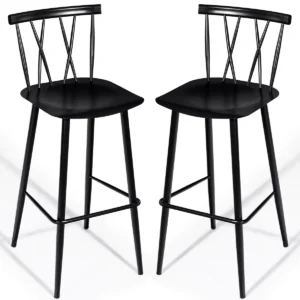 Zwarte metalen eetkamerstoel chique bistro cafe bijzetstoel met rugleuning eenvoudige & moderne barkruk cafe stoel barkruk set van 2 1