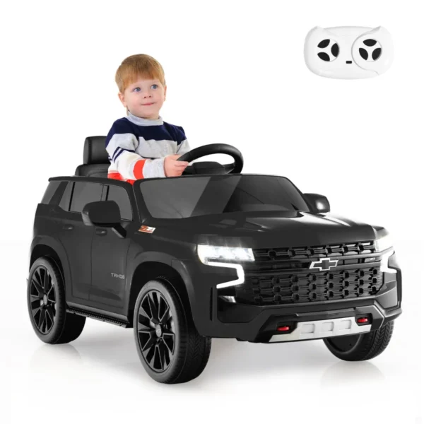 12V Elektrische Kinderauto Batterijaangedreven Chevrolet Tahoe Met 2,4 G Afstandsbediening Vering Felle Lichten-Zwart