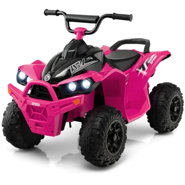 12V Elektrische Quad Oplaadbaar Voertuig Met Hoge/Lage Snelheid Comfortabele Stoel Brede Wielen Realistische Koplampen-Roze