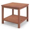 2 tier houten bijzettafel draagbare rechthoekige eindtafel met lattenbodem salontafel voor binnen en buiten voor thuis zwembad terras 2