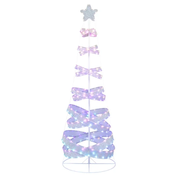 210 Cm Spiraalvormige Kerstboom Voor Buiten Verlichte Kerstboom Met 341 LED-Verlichting Inklapbare Kleurveranderende Kunstboom