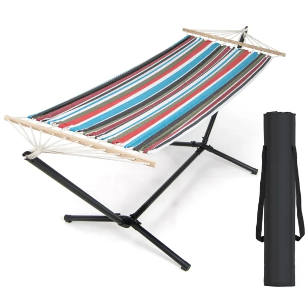 210x100cm Hangmat Met Standaard En Draagtas 320 Cm Lange Robuuste Standaard Met Zachte Slaapmat Hangmatbed Voor Buiten Veelkleurig