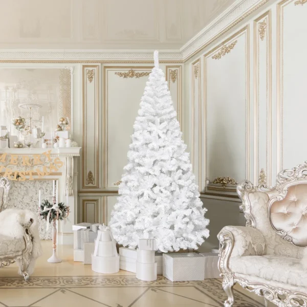 240 Cm Kerstboom Kunstsparrenboom Kerstboom Met Metalen Standaard Wit