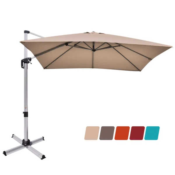 300 Cm Buitenterrasparaplu Vierkante Cantileverparasol Met 360 ° Rotatie En Verstelbare Kanteling Voor Tuin Bistro Zwembad Bruin