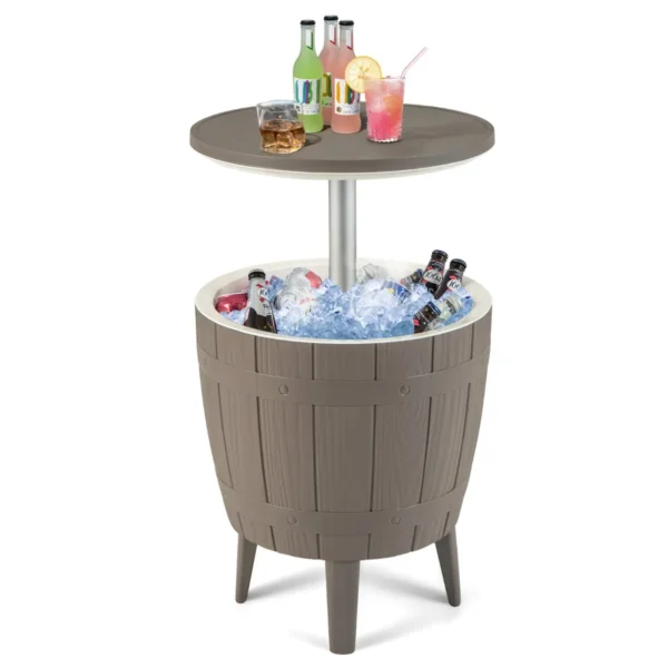 37 L Ijsblokjes Bartafel 3-In-1 Buiten Koffietafel Met Telescopisch Blad Buiten Ijsemmer Cocktailtafel Voor Tuin Feest Zwembad