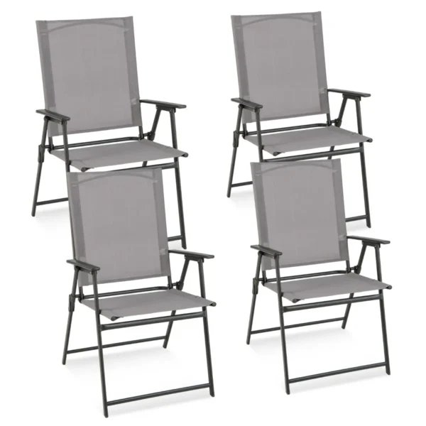 4-Delige Opvouwbare Tuinstoelen Hoge Stoelen Met Weerbestendige Stof Geen Montage Nodig Draagbare Metalen Buitenstoelen
