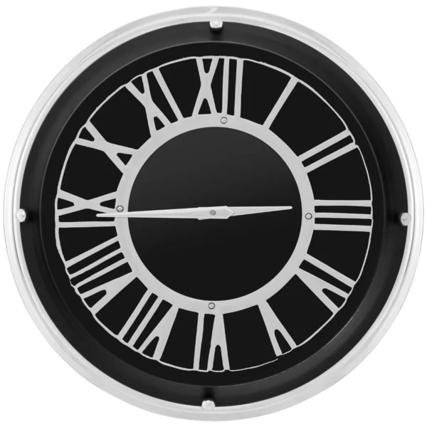 45 Cm Stille Wandklok Zilveren Frame Zilveren Romeinse Cijfers Glazen Kap Grote Moderne Decoratieve Wandklok Voor Thuis Kantoor