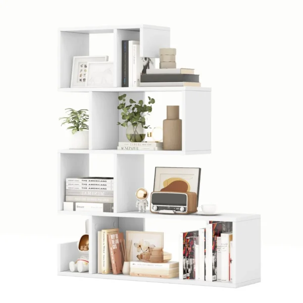 5-Laags S-Vormige Boekenkast Geometrische Opbergplank Met Open Vakken Moderne Decoratieve Kamerplank Met Anti-Tipsets