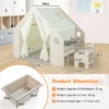 6 in 1 houten kindertent met kindertafel en stoel kinderspeelhuis met mat schoolbord opbergdoos speeltent speelhuis voor kinderen 2+ 3