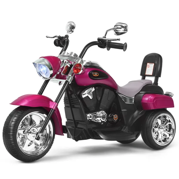 6 V Elektrische Motorfiets Voor Kinderen Met Verstelbare Koplamp Driewieler Met Claxon Achteruitkijkspiegel Pedalen 2,5-3 Km/u (Rozerood)