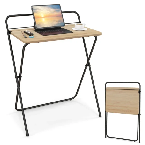 60 Cm Inklapbaar Computerbureau Compact Bureau Voor Thuiskantoor Met Tablethouder Veelzijdig Bureau Geen Montage Nodig Natuurlijk