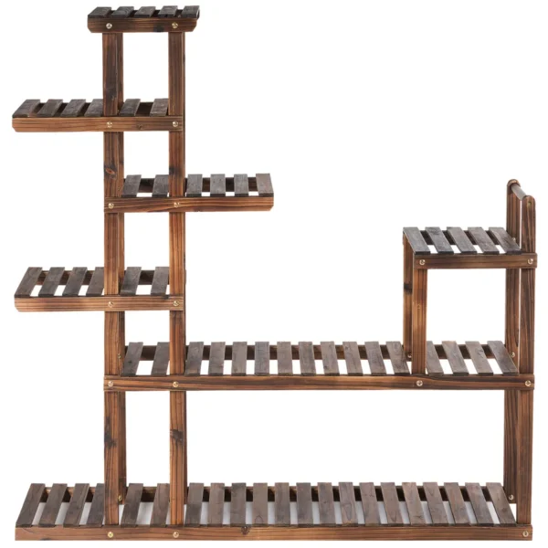 7-Laags Plantenrek Plantenstandaard Houten Plank Displayrek Multifunctioneel Opbergrek Binnen- En Buitenbloemenrek Bruin