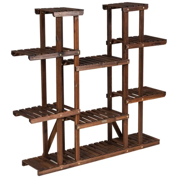 9 Lagen Houten Plantenstandaard Bloemenrek Plantenrek 125 X 25 X 114 Cm Bruin