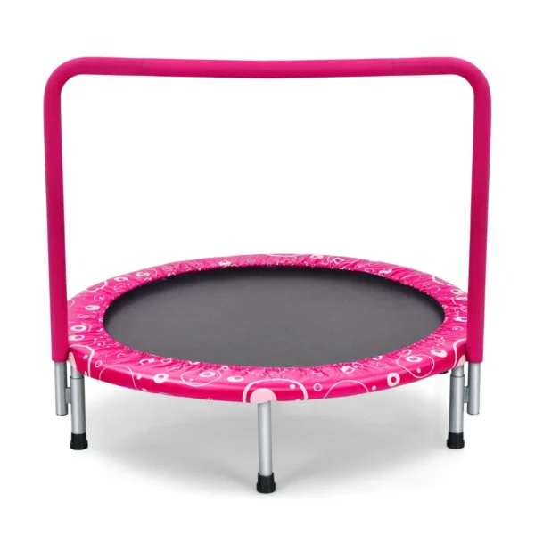 92 Cm Kindertrampoline Mini Trampoline Met Handvat Opvouwbare Trampoline Roze + Zwart