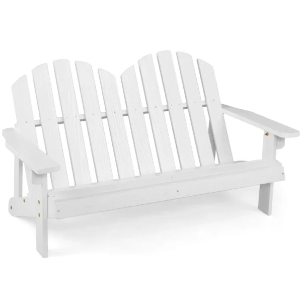 Adirondack-Stoel Voor Kinderen 2-Zits Stoel Van Hout Met Hoge Rugleuning Weerbestendige Tuinstoel Voor Balkon/Tuin/Erf (Wit)
