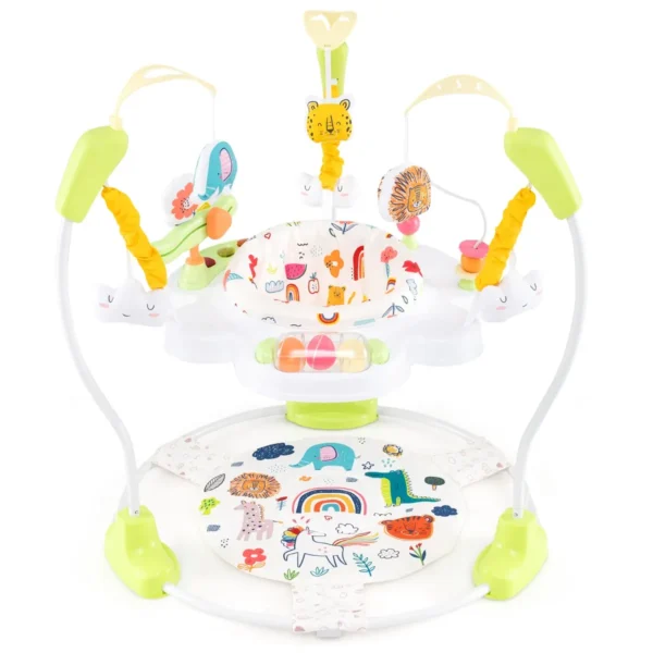 Baby Bos En Dieren Springkussen Met 3 Verstelbare Hoogtes Baby Rollator Met Muziek Licht 360° Draaibare Zitting Voor Baby's Vanaf 6 Maanden