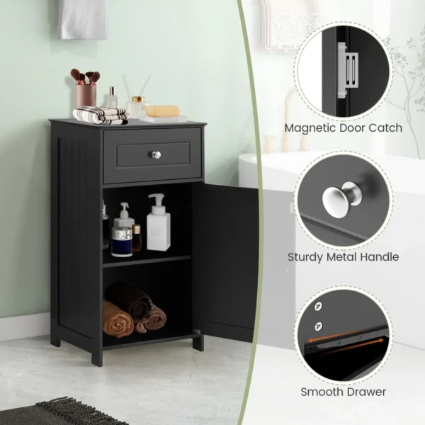 Badkamerkast met deur badkamerorganizer met verstelbare plank anti kantelvoorziening staande kast voor badkamer woonkamer 7