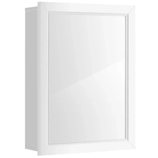Badkamerkast Wandmontage Opbergkast Met Spiegel 50 X 16 X 66 Cm Wit