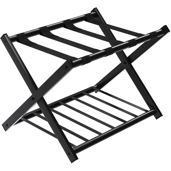 Bagagerek Opvouwbaar Kofferstandaard Metaal Bagagestandaard Voor Slaapkamer Logeerkamer Hotel Zwart 68 X 44 X 57 Cm