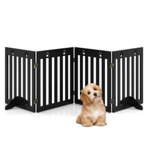 Barrier hondenhek houten veiligheidshek opvouwbaar traphek 60 cm hoog bruin 1