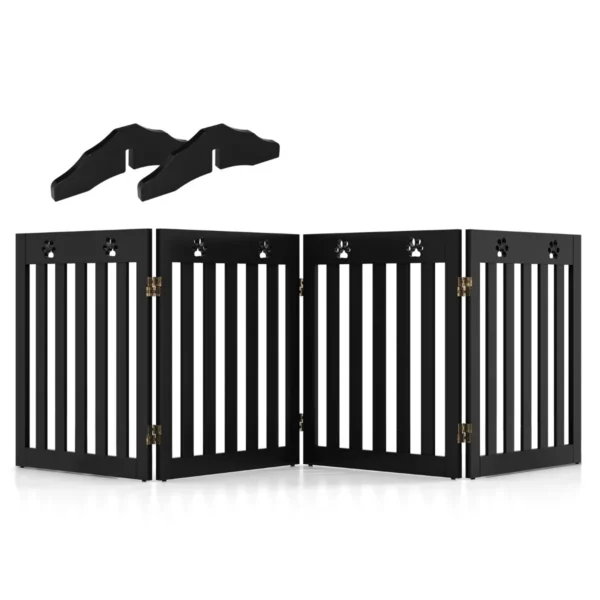 Barrier hondenhek houten veiligheidshek opvouwbaar traphek 60 cm hoog bruin 2