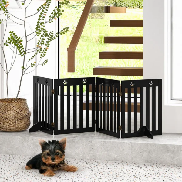 Barrier hondenhek houten veiligheidshek opvouwbaar traphek 60 cm hoog bruin 5