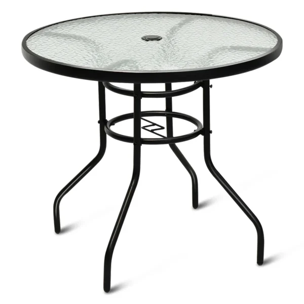 Bistrotafel Tuintafel Glazen Tafel Bijzettafel Balkontafel Terrastafel Voor Binnen En Buiten Zwart