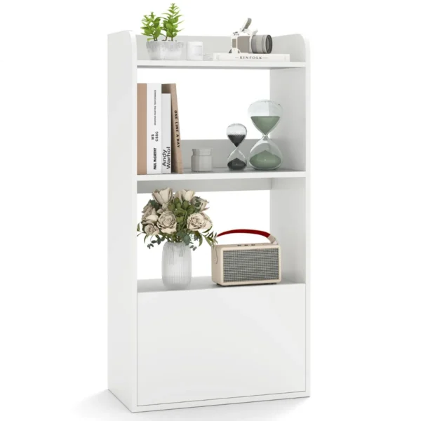 Boekenkast Met Lade Vrijstaande Kast Met 3-Laags Open Plank Displayplank Met Anti-Kantelkits Voor Woonkamer Kantoor-Wit